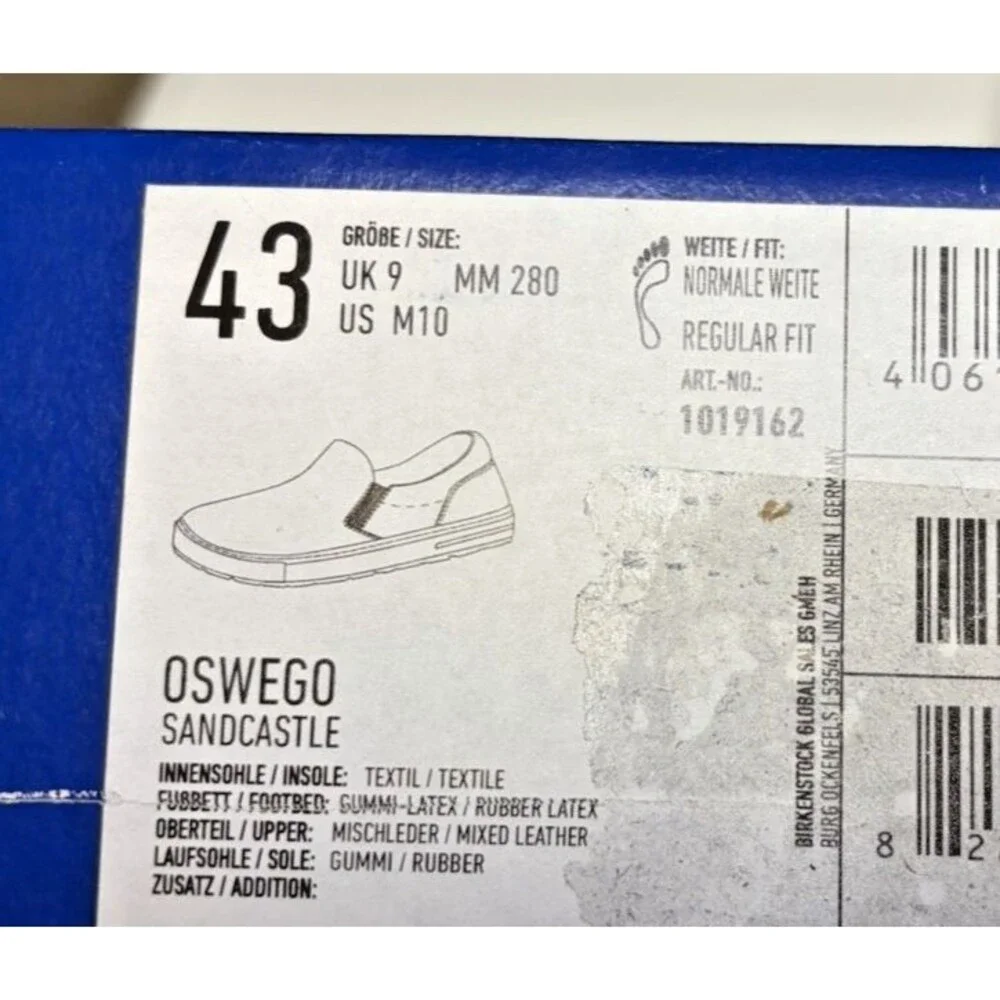 Birkenstock Oswego Beige Slip On Men’s 10 Regular Fit New in Box